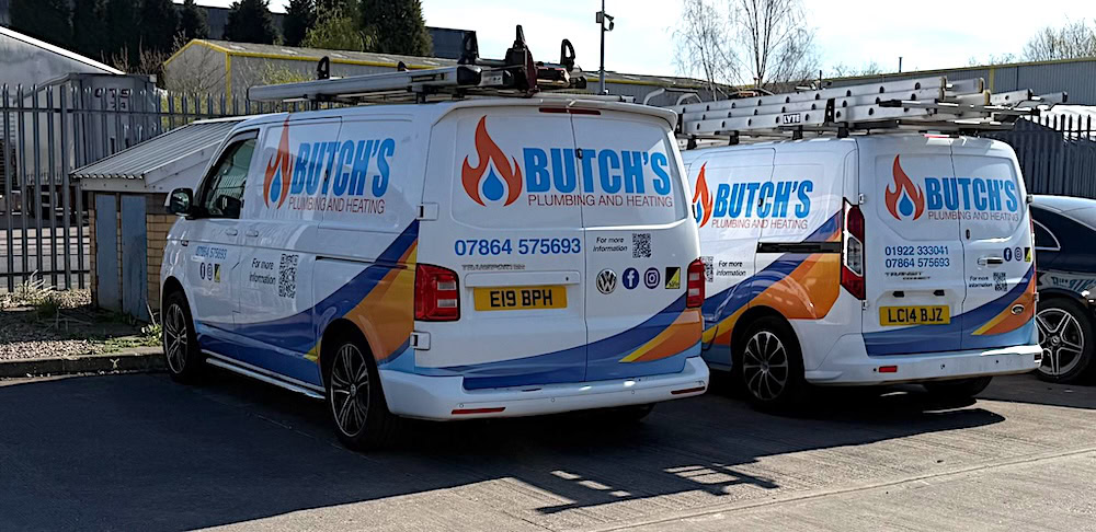 BUTCH’S plumbing and heating service vans